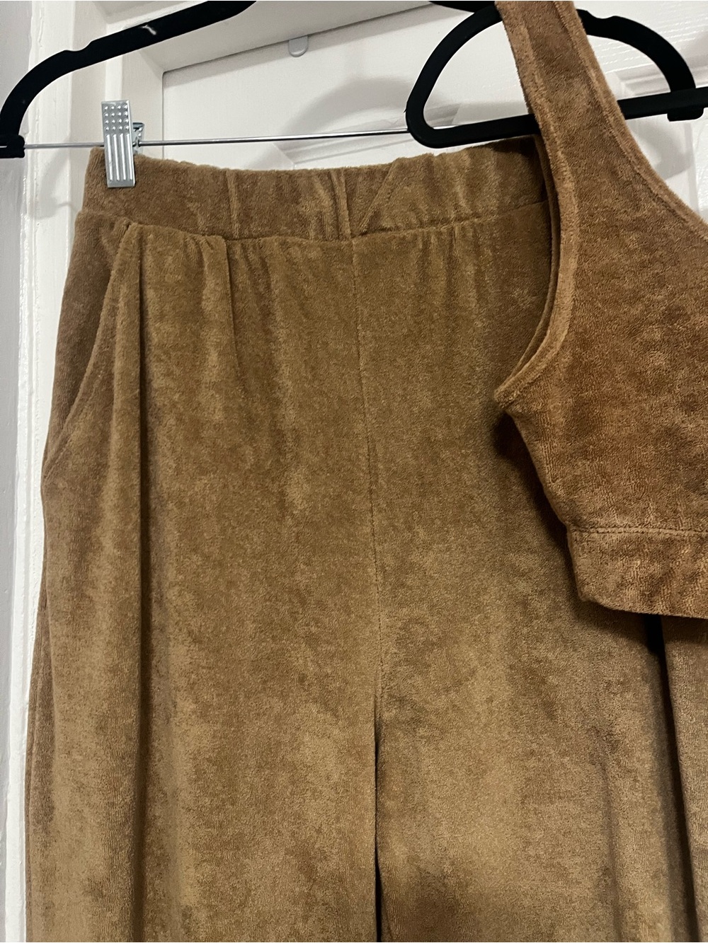 NWOT ZARA Copper Velour Jogger Pants & Crop Tank Set - Picture 3 of 5